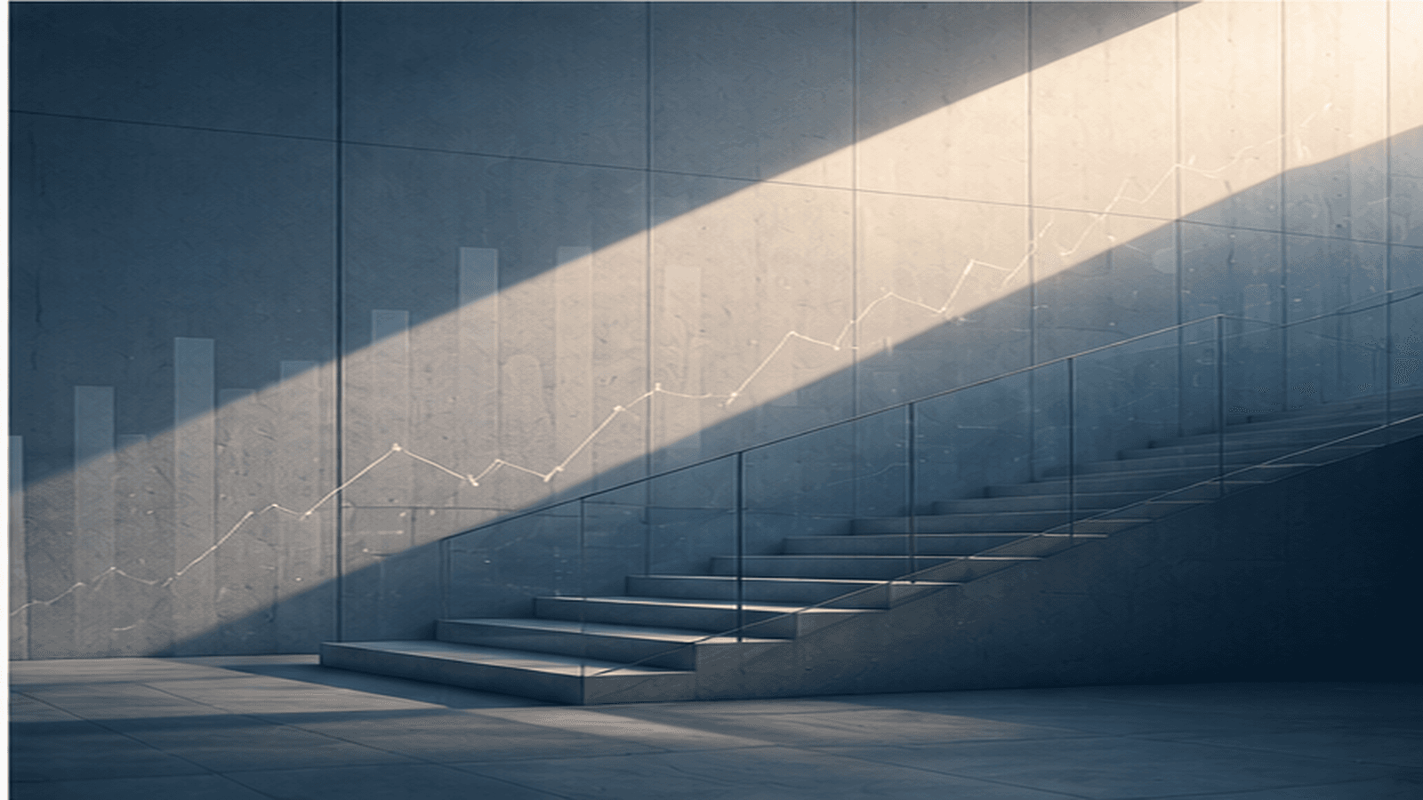 Resilience-oriented finance visualization with calm blue tones